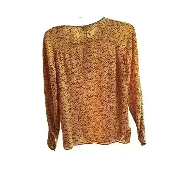 Valentino VTG Miss V  Blouse Collarless 100% Silk Long Sleeve Fun Yellow Dot 10 - Picture 2 of 4
